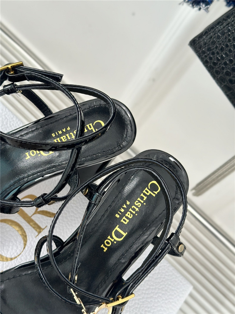 c’est D10r black calfskin heeled sandals 10cm gold-tone