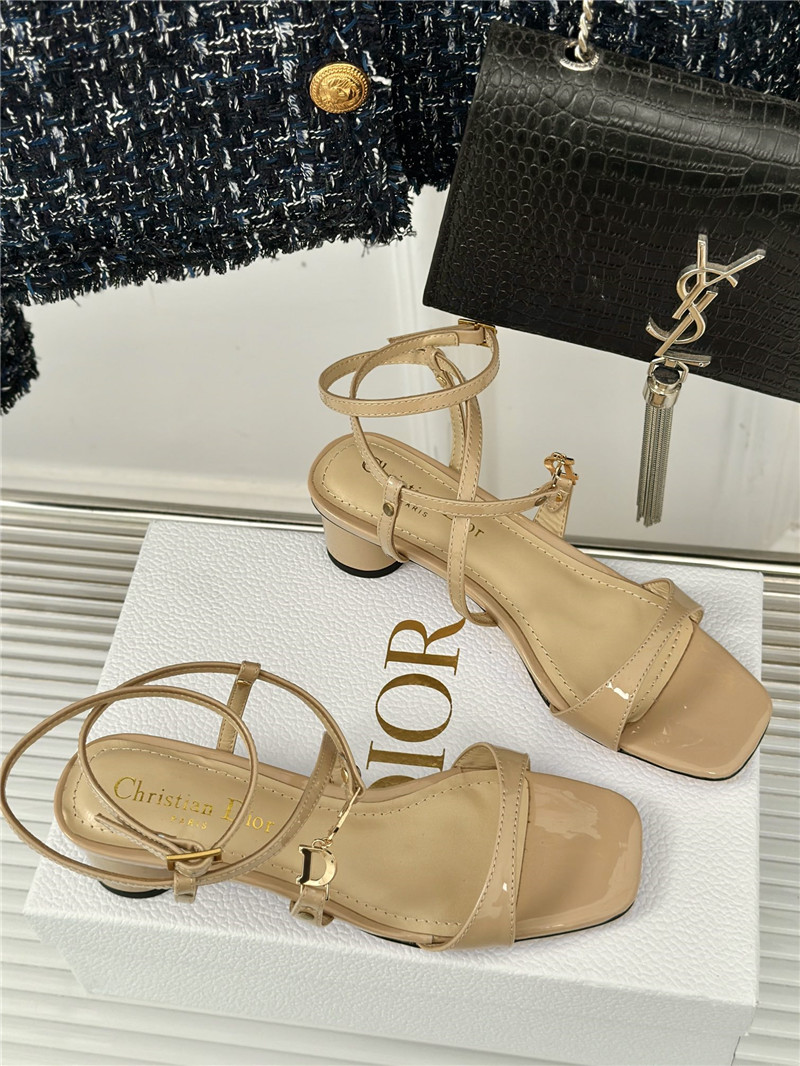 c’est D10r beige calfskin 5cm heeled sandals with gold-tone
