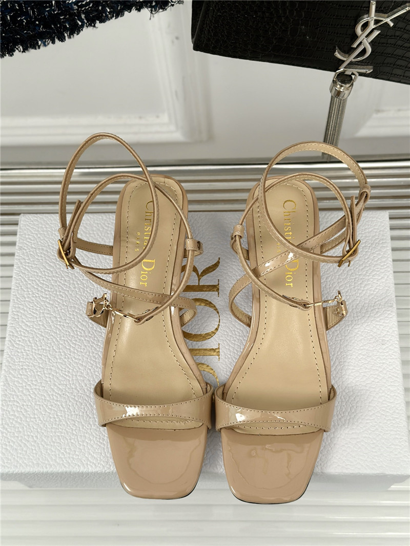 c’est D10r beige calfskin 5cm heeled sandals with gold-tone