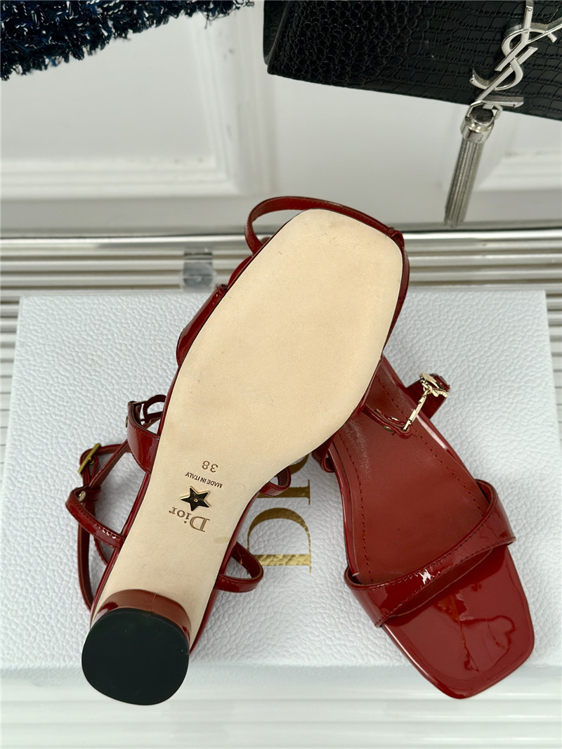 c’est D10r 5cm burgundy calfskin heeled sandals with gold-tone