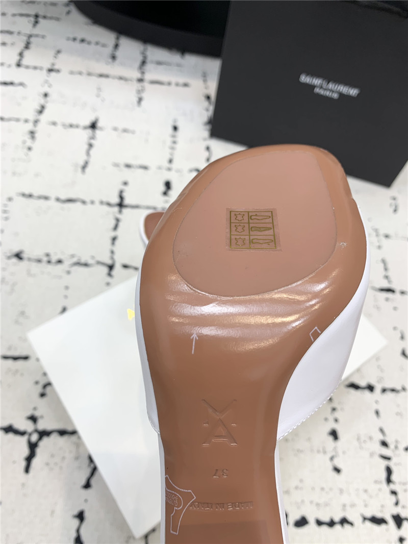 Amina Muaddi Brigitte White Leather Slippers