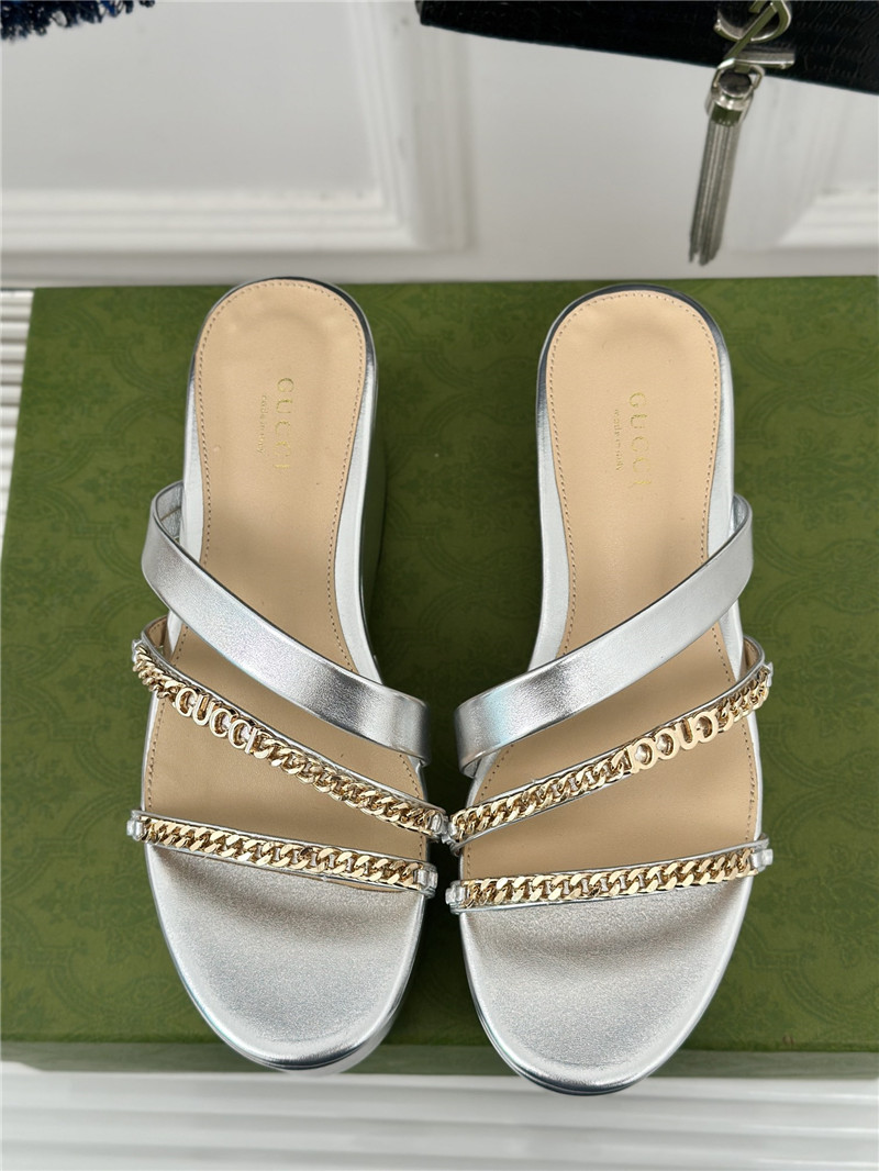 Gvc*1 signoria silver chain strappy platform slides