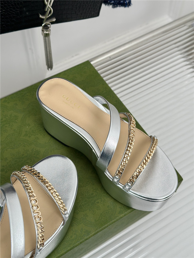 Gvc*1 signoria silver chain strappy platform slides