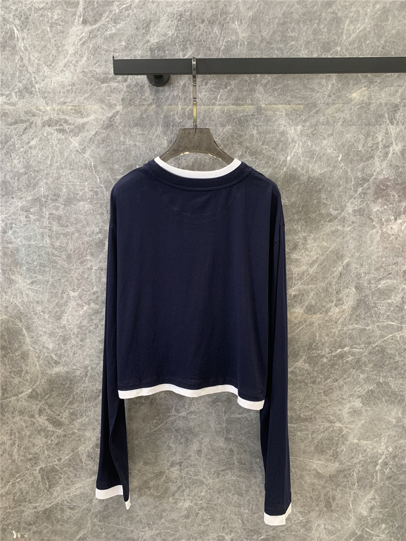 Pra*a contrast color long sleeve t-shirt replica d&g clothing