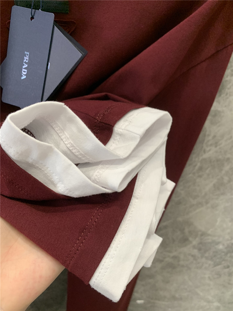 Pra*a contrast color long sleeve t-shirt replica d&g clothing