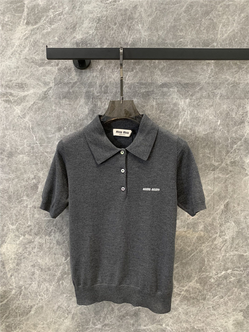 M1um1u knitted polo short-sleeved shirt replica designer clothes