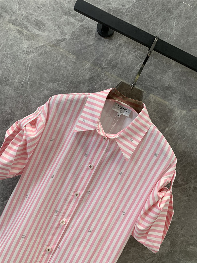Ch**el vertical striped short-sleeved shirt replica clothing sites