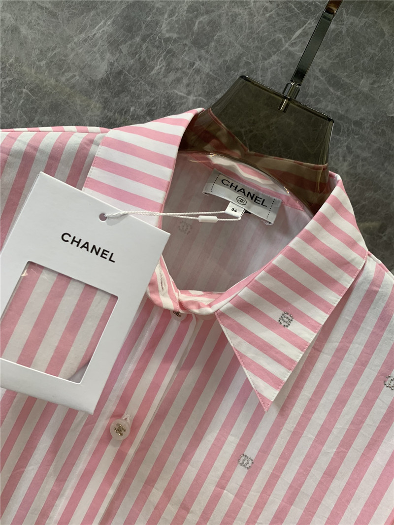 Ch**el vertical striped short-sleeved shirt replica clothing sites