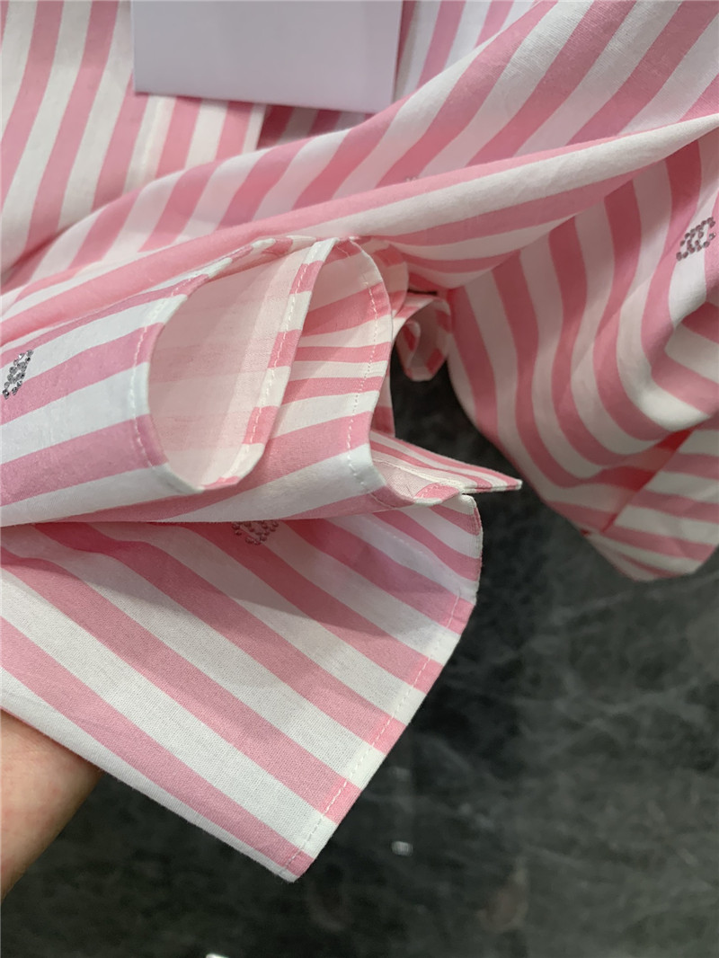 Ch**el vertical striped short-sleeved shirt replica clothing sites