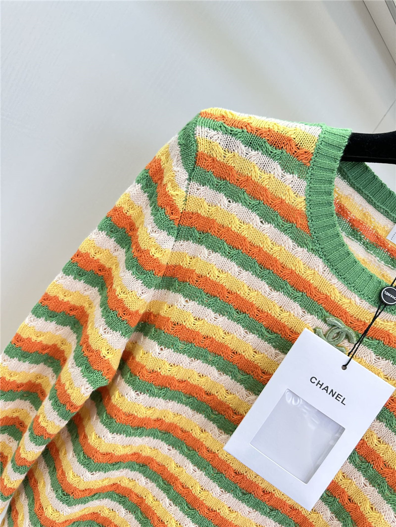 Ch**el contrast striped pullover top replica d&g clothing
