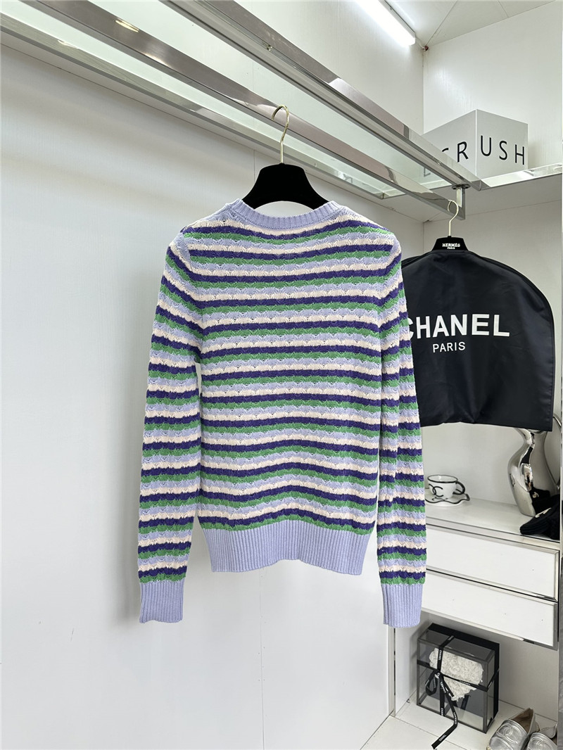 Ch**el contrast striped pullover top replica d&g clothing