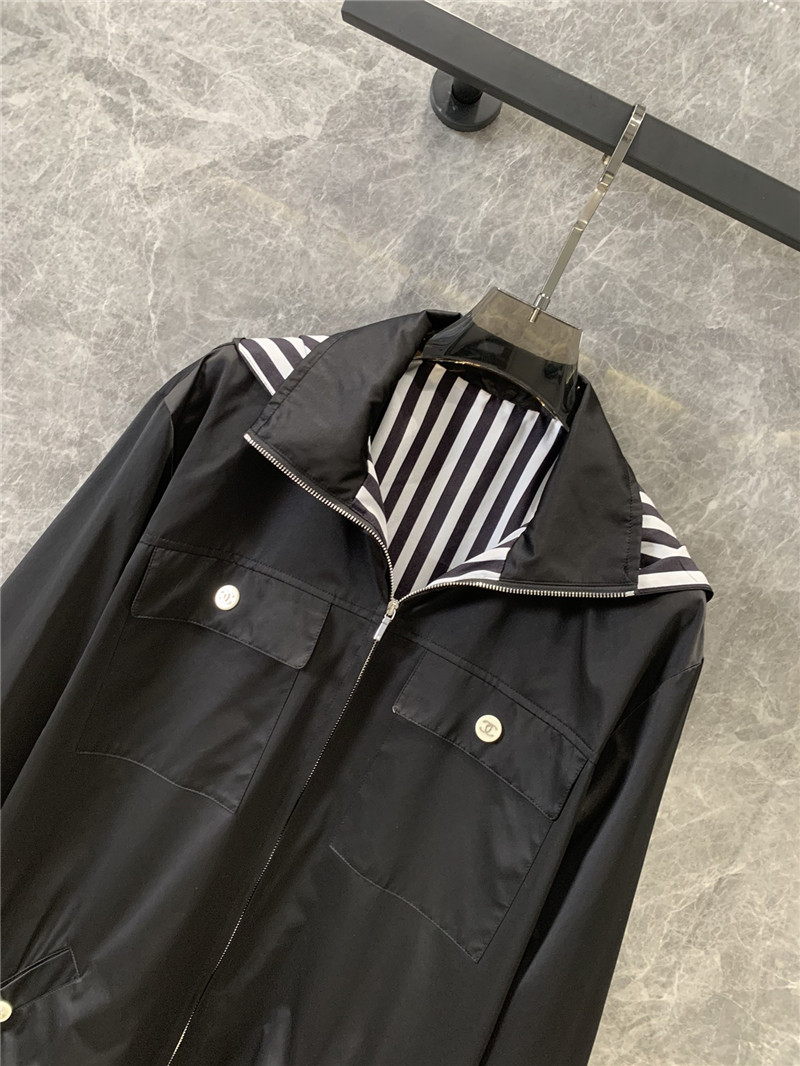 Ch**el hooded pocket zipper sun protection jacket replica clothes