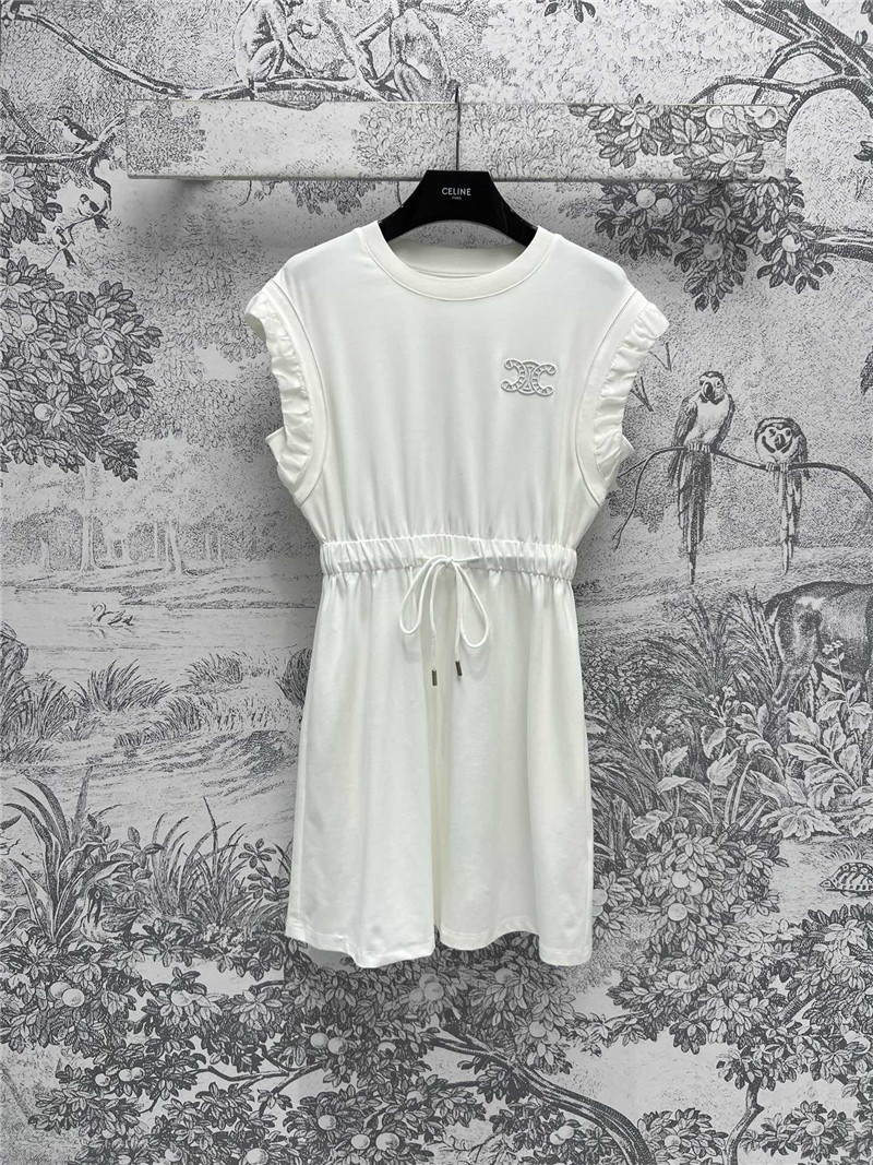 Ce1i*e lotus leaf sleeve vest dress replica designer clothes