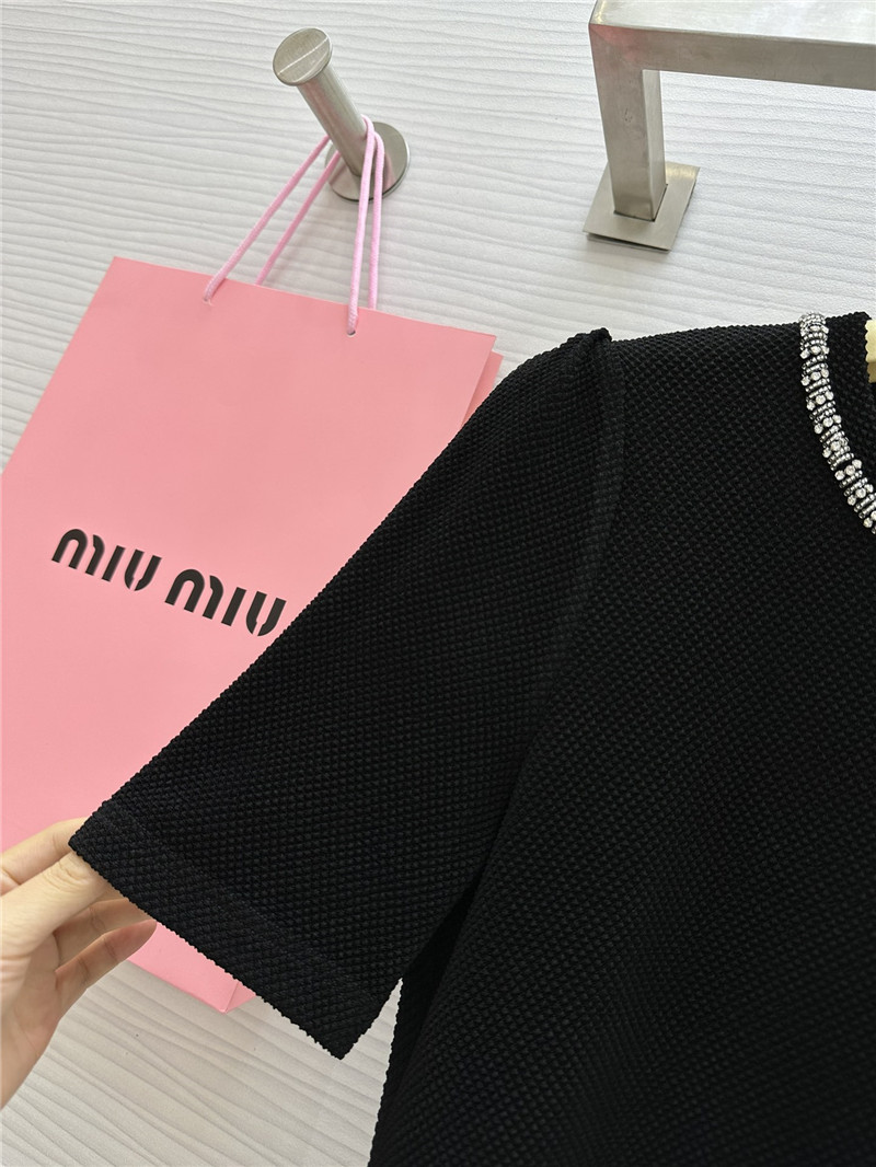 M1um1u acetate heavy beaded crew neck top