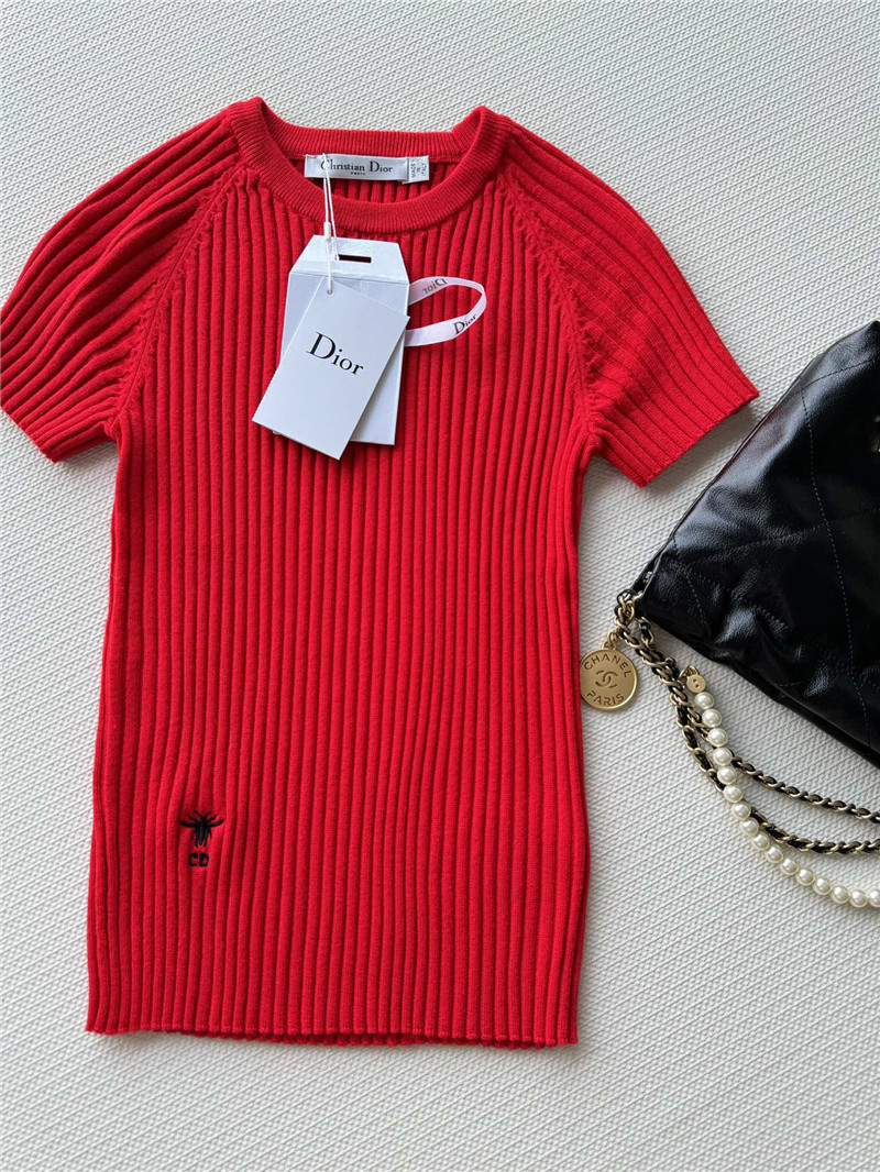 D10r knitted striped short-sleeved top replica clothes