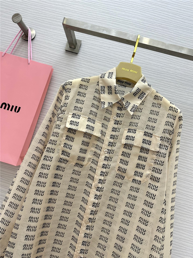 M1um1u logo lettering print sun protection shirt replica clothing