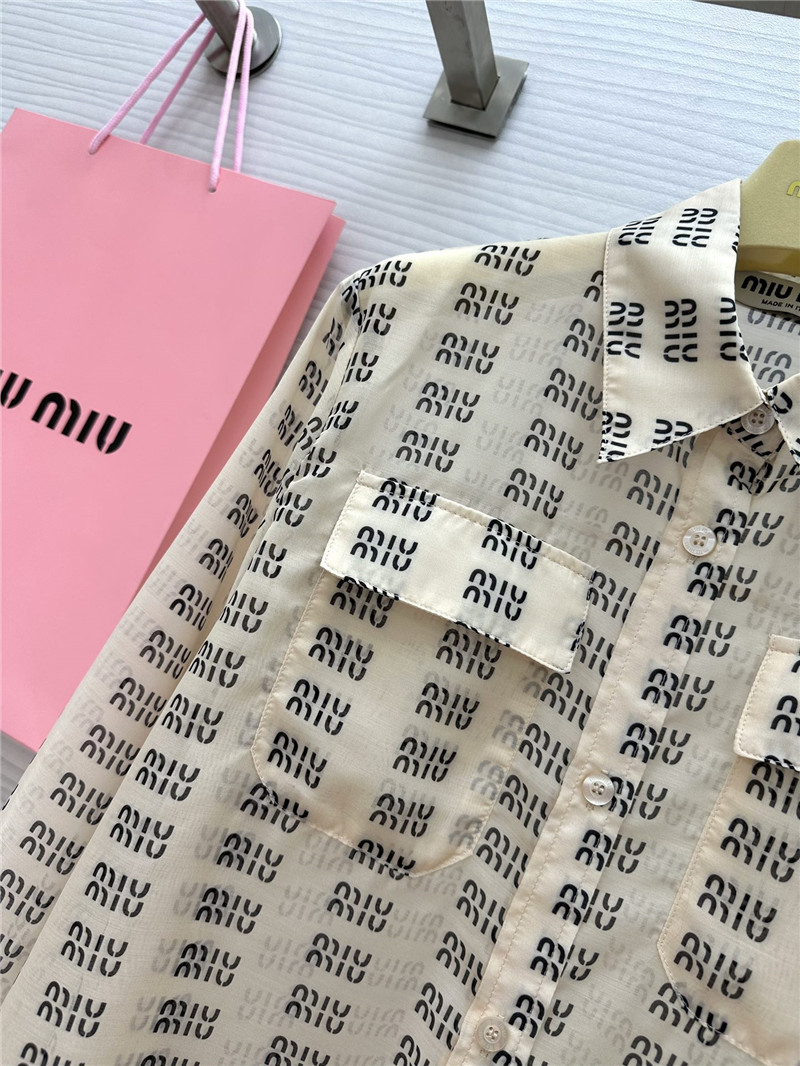 M1um1u logo lettering print sun protection shirt replica clothing