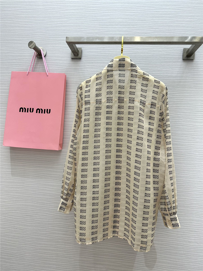 M1um1u logo lettering print sun protection shirt replica clothing