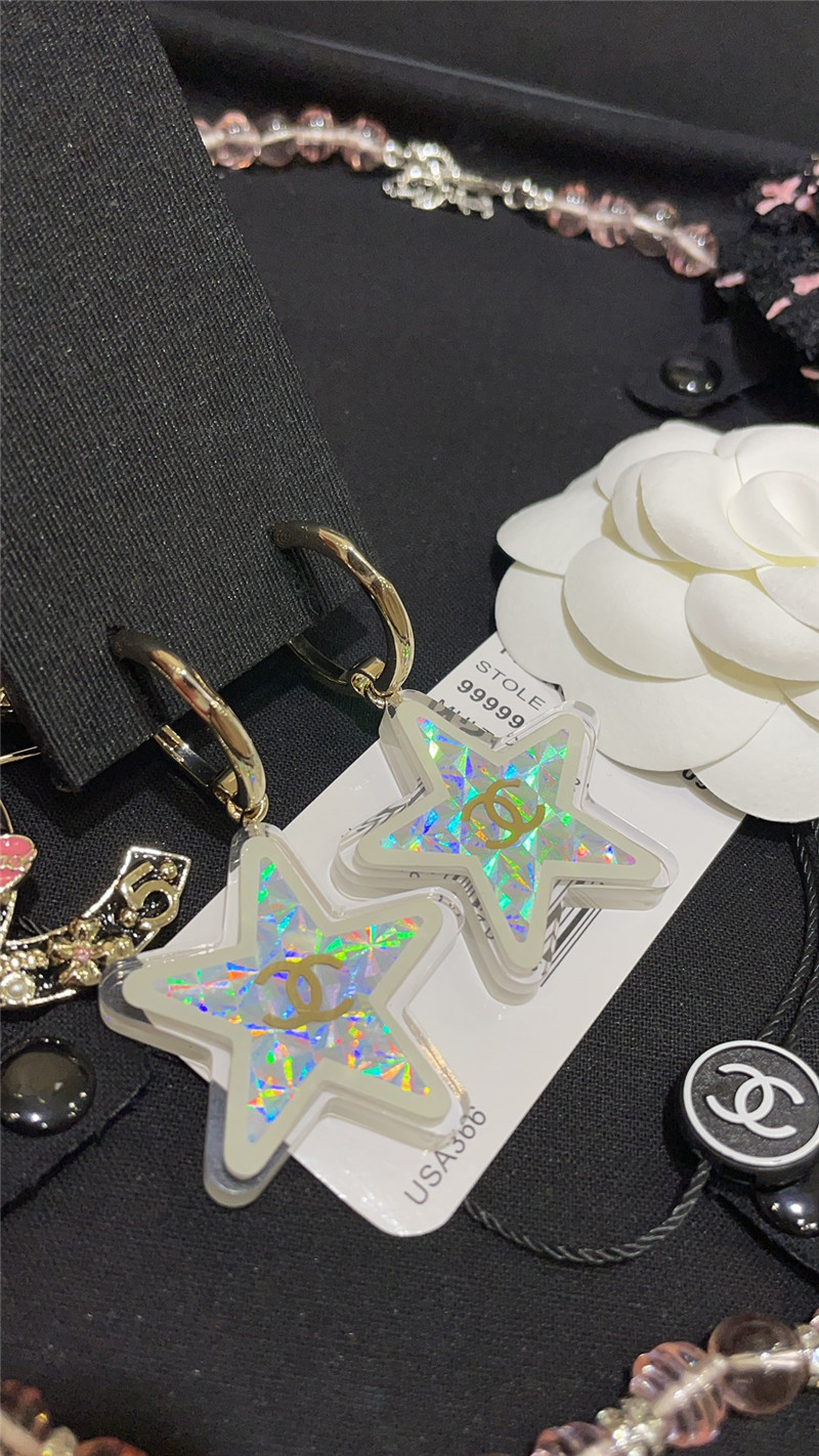 Ch**el five-pointed star resin earrings