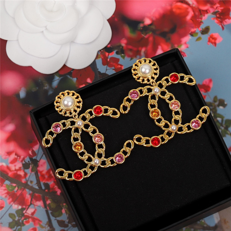 ch**el double c colored D1am0nd earrings