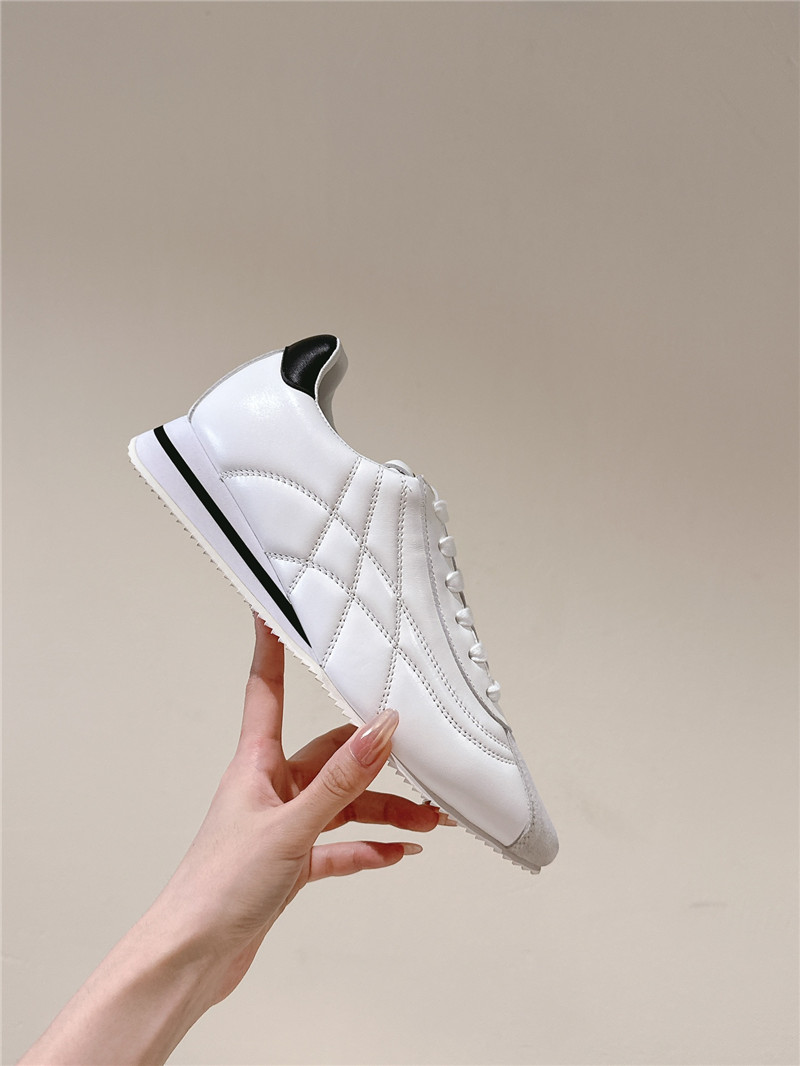 Miu Miu Point Toe Quilted Leather Sneakers in White