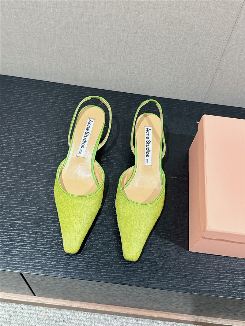 Acne Studios Green Suede Slingback Shoes