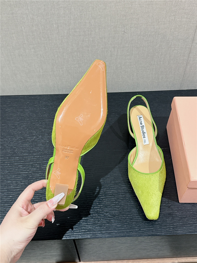 Acne Studios Green Suede Slingback Shoes