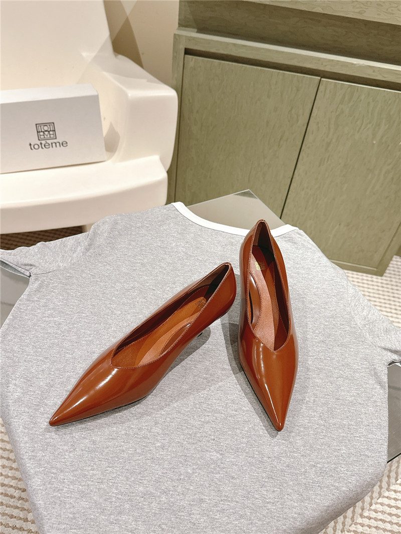Totême Wedge-Heel Abrasivato Pumps in Brown