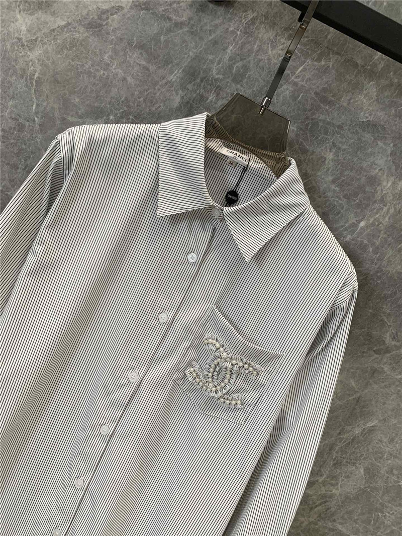 Ch**el pearl logo striped long sleeve shirt replica d&g clothing