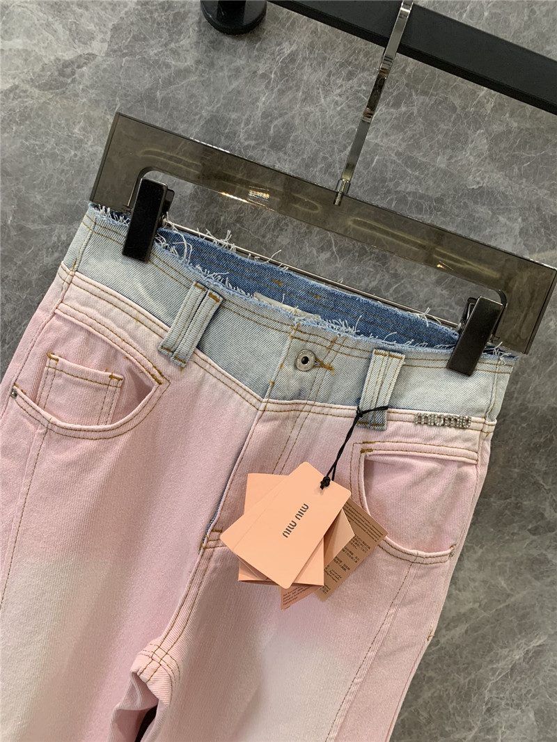 M1um1u classic patchwork denim trousers replica d&g clothing