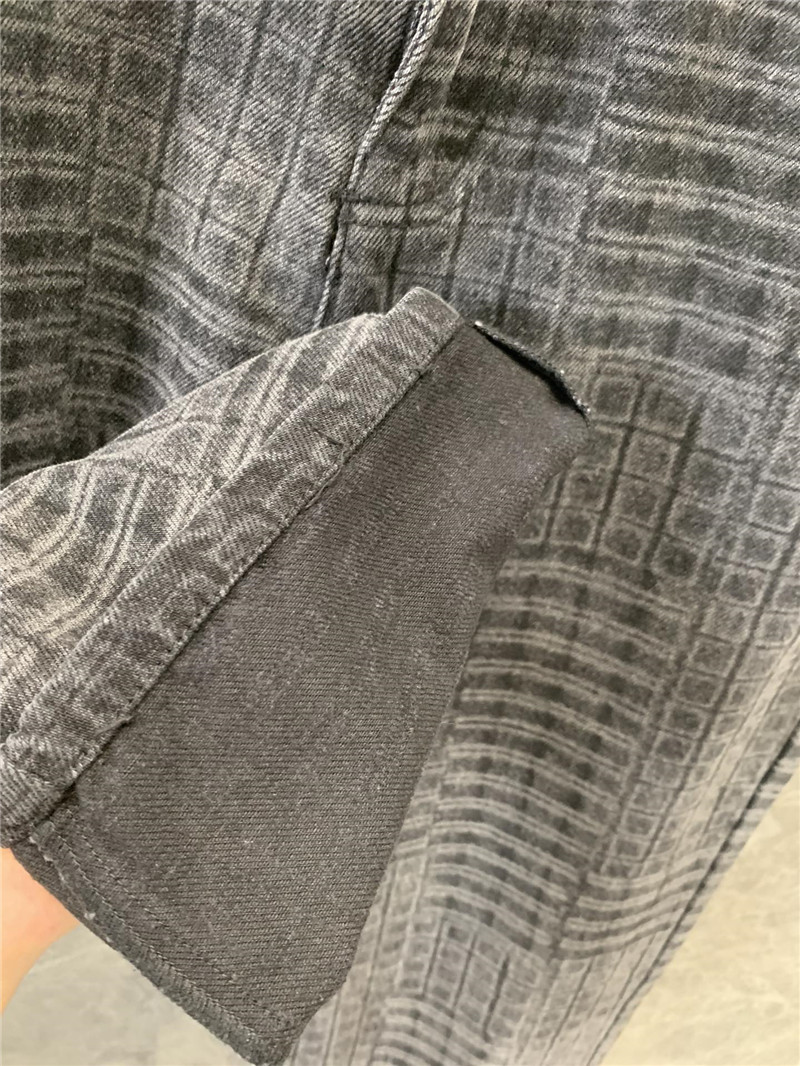 Ch**el black and grey check denim trousers replica clothing