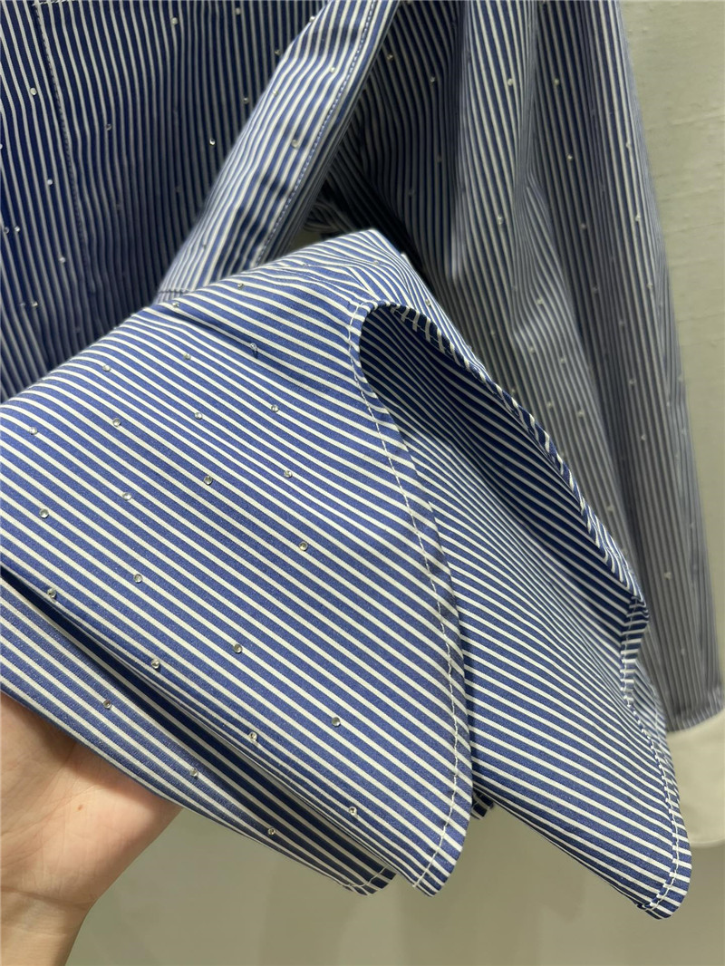 Ce1i*e striped rhinestone long-sleeved shirt replica clothes