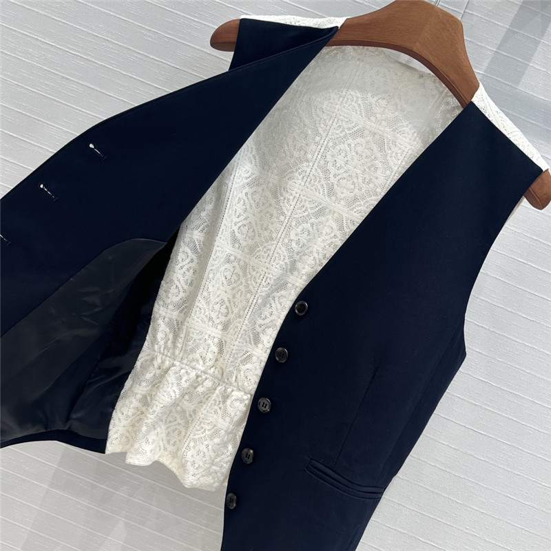 M1um1u lace patchwork button vest replica d&g clothing