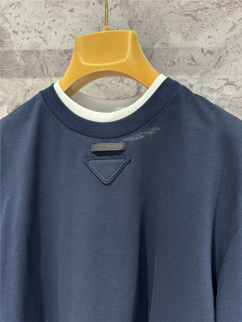 Pra*a contrast color long sleeve t-shirt replica d&g clothing