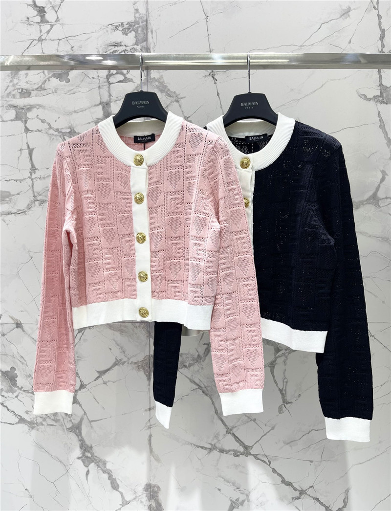 Balmain heart letter jacquard cardigan replicas clothes