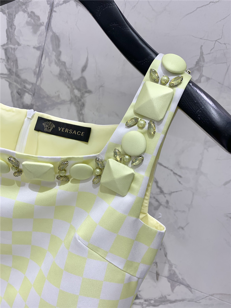 Versace fluorescent green plaid skirt replicas clothes