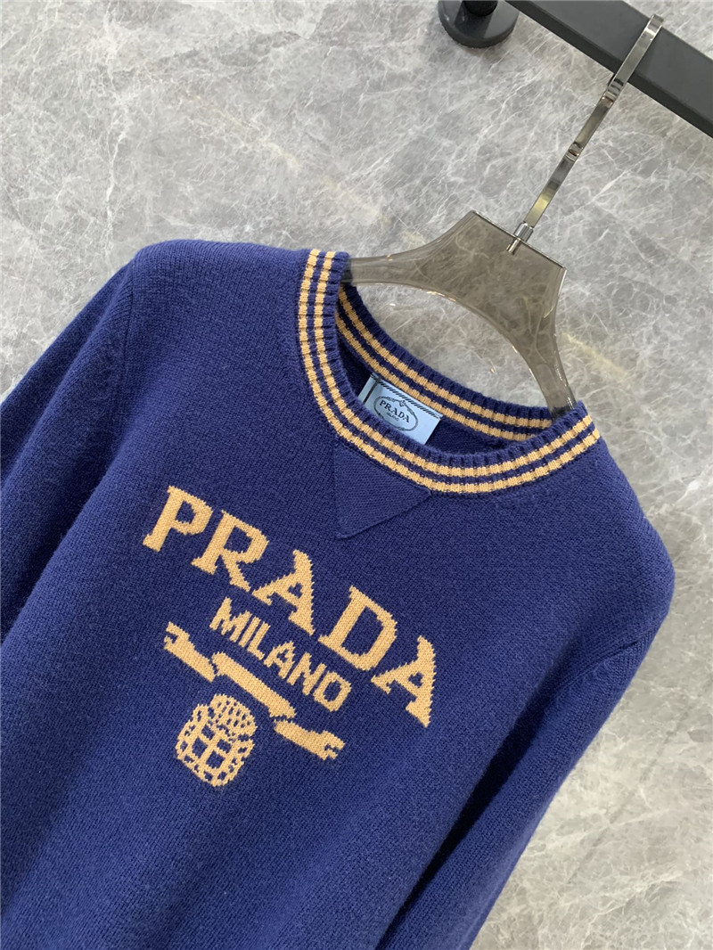 Pra*a knitted round neck pullover sweater replicas clothes