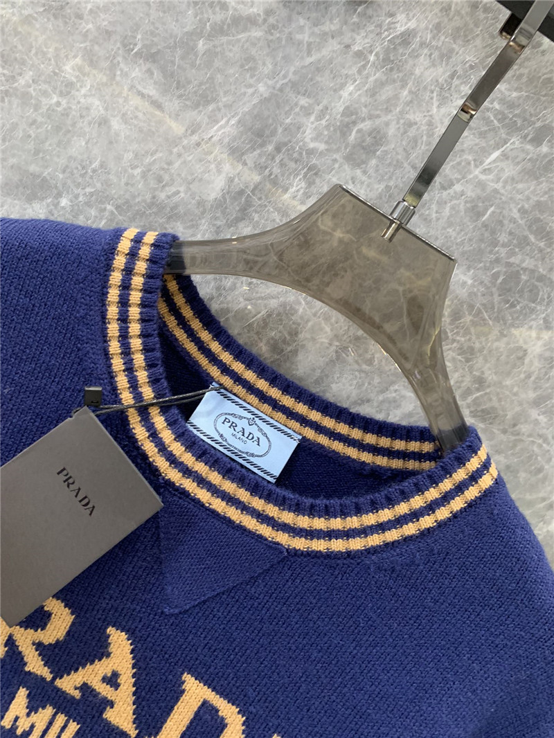Pra*a knitted round neck pullover sweater replicas clothes