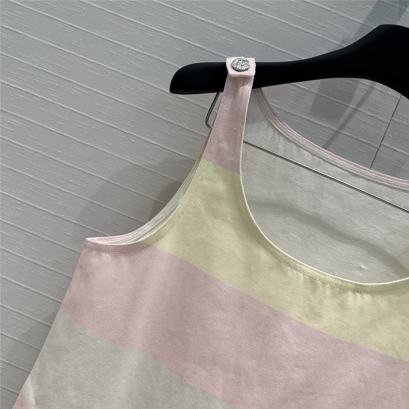 Ch**el contrast color stripe vest dress replica d&g clothing
