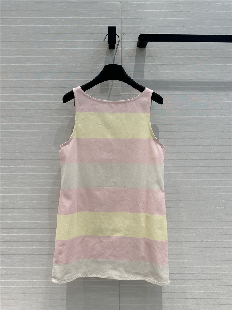Ch**el contrast color stripe vest dress replica d&g clothing