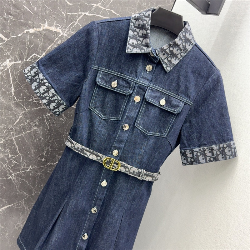 D10r contrast color denim dress replica d&g clothing