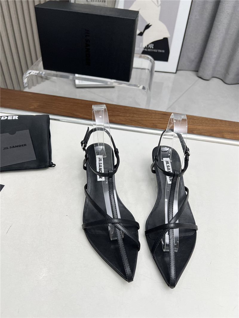 Jil Sander High Sandals in Black Goat Leather