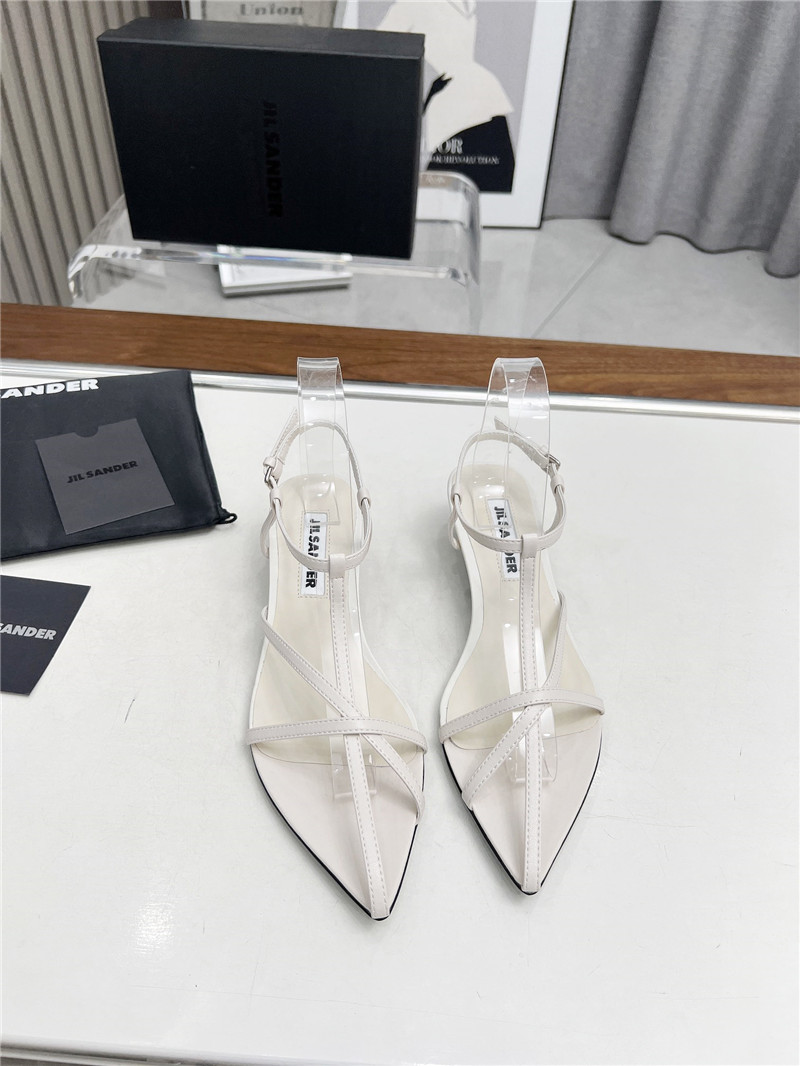 Jil Sander Ivory Calfskin Pointed Flat Sandals