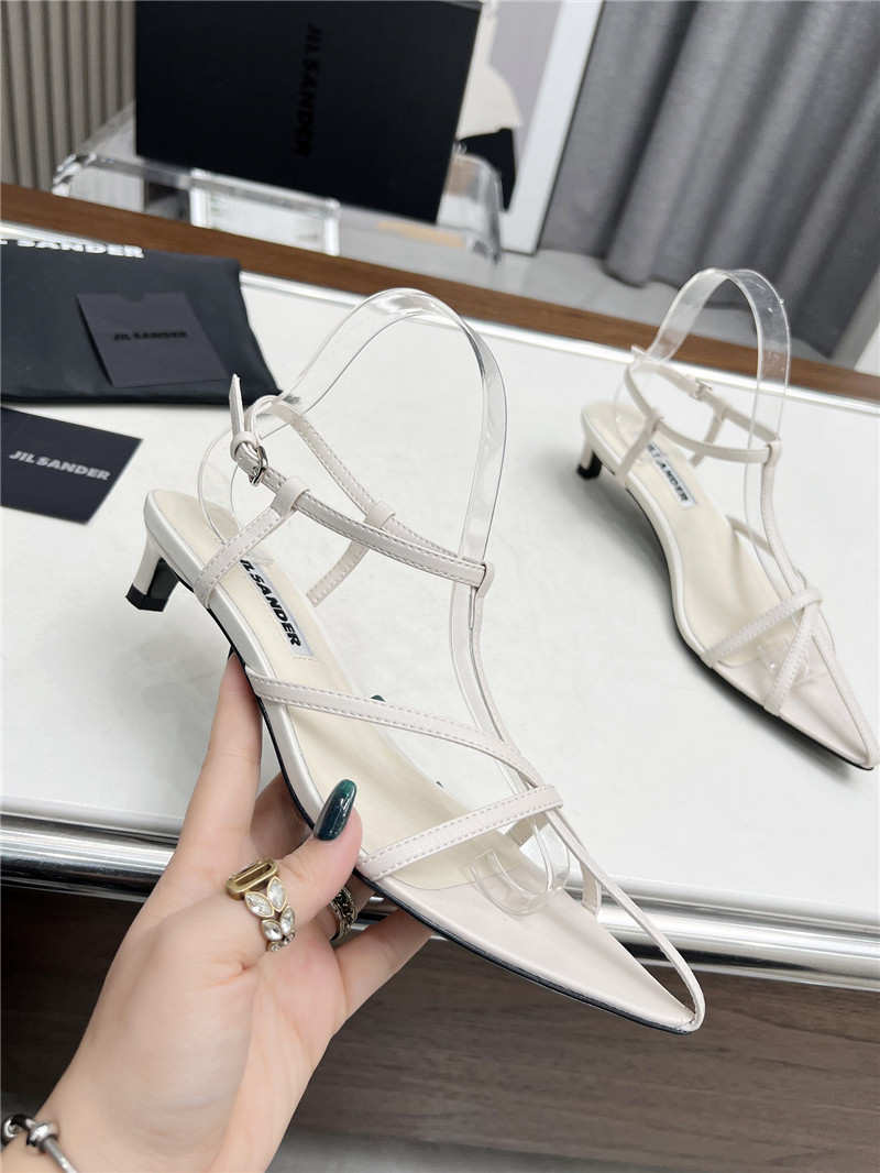 Jil Sander Ivory Calfskin Pointed Flat Sandals
