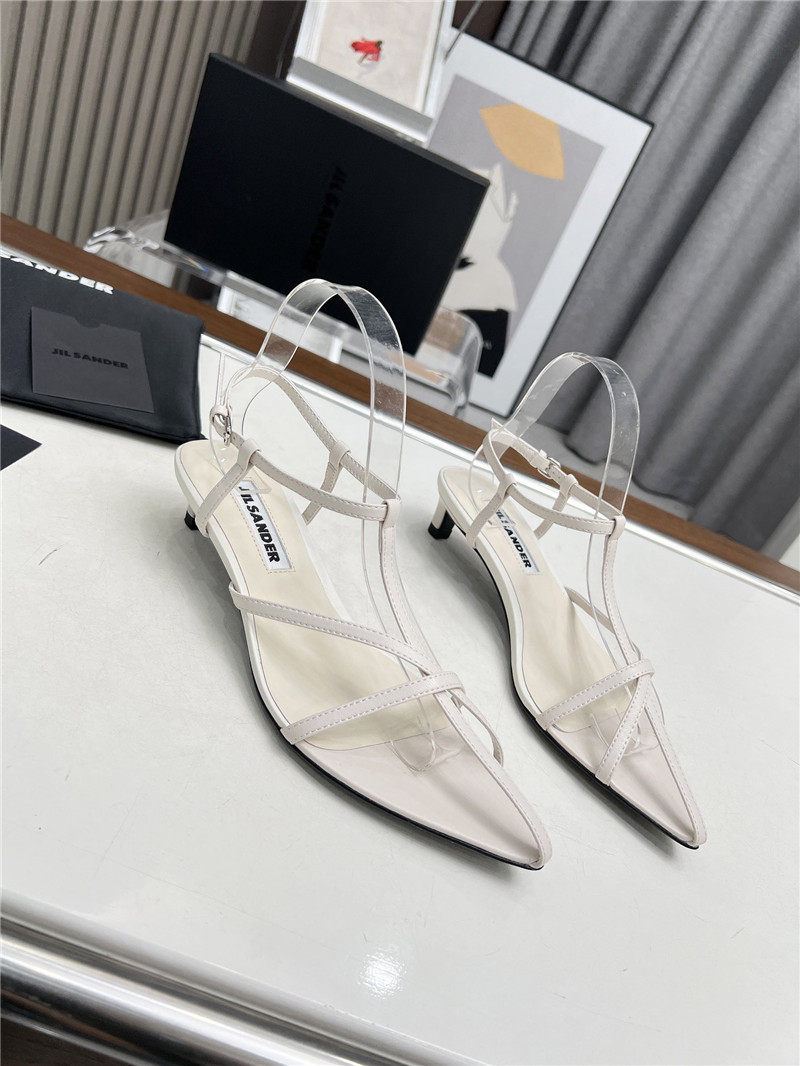 Jil Sander Ivory Calfskin Pointed Flat Sandals