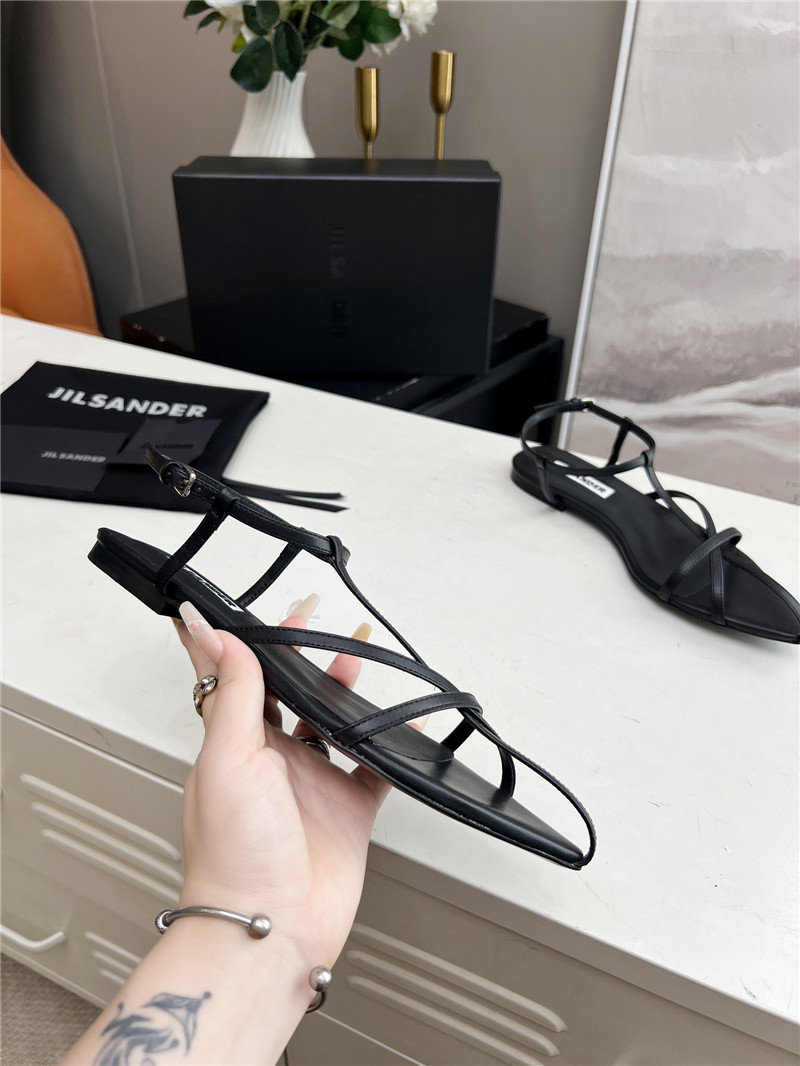 Jil Sander Black Calfskin Pointed Flat Sandals