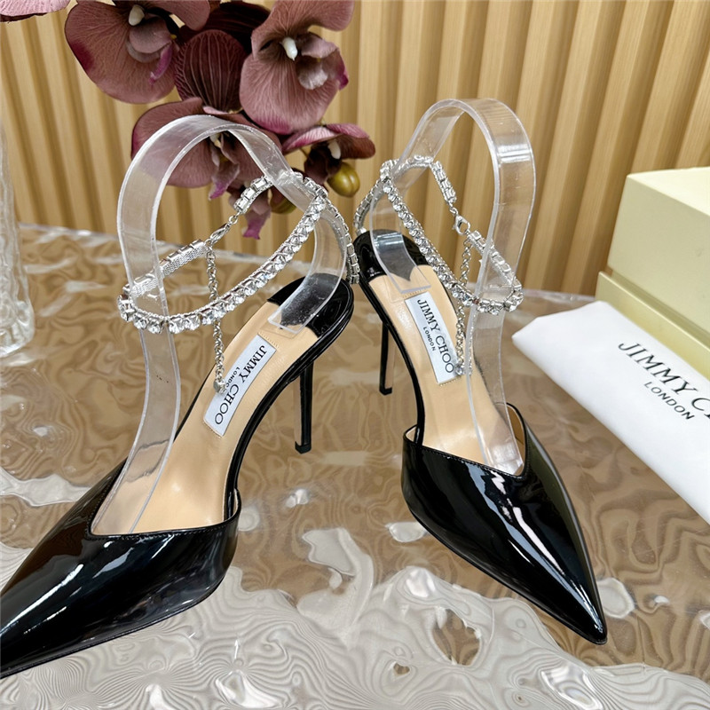 J1m*y Ch00 saeda 100 pumps with crystals in black leather