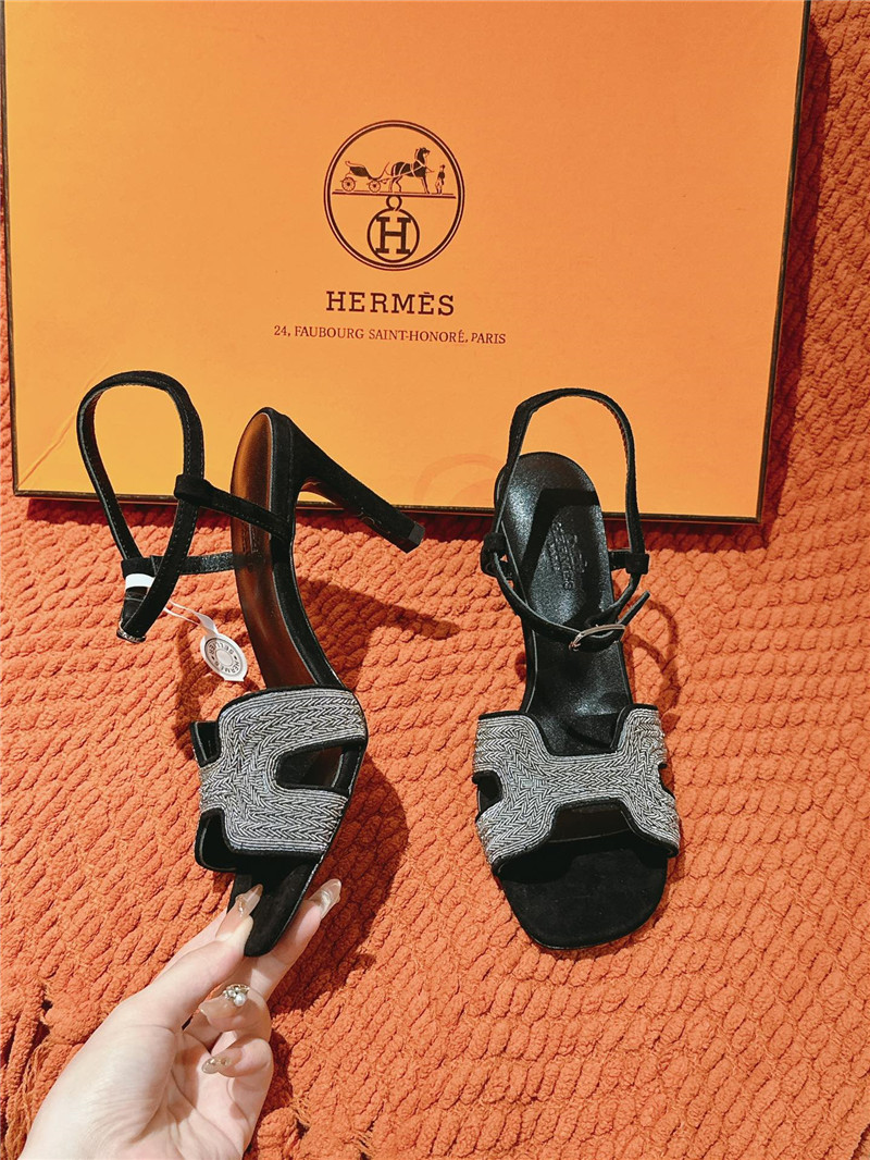 H**me5 holy 105 sandals in black suede goatskin