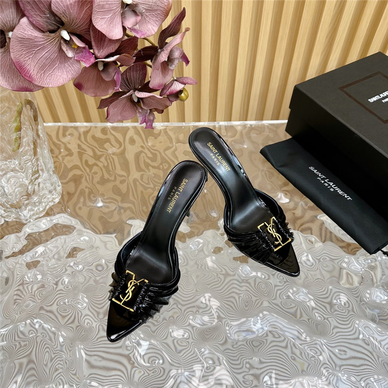 Sa1nt Lau*nt babylone mules in black patent leather