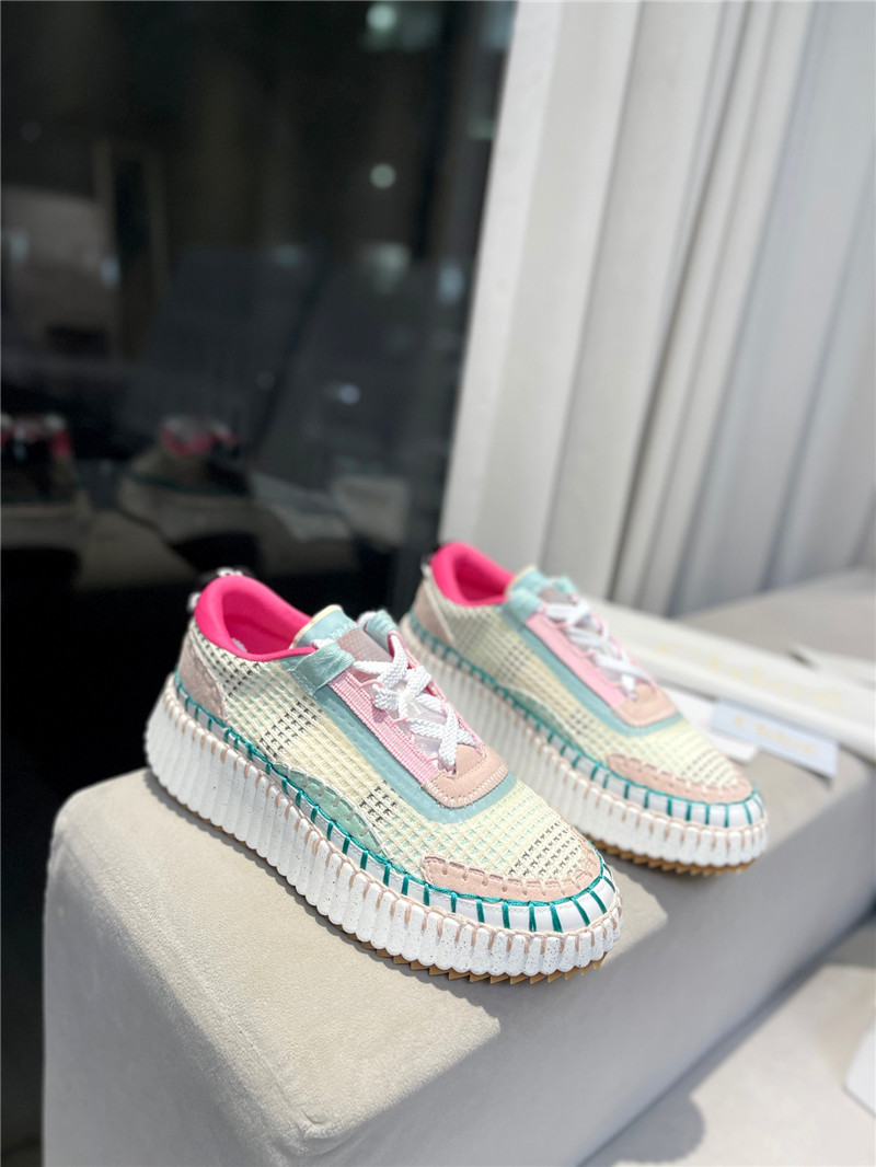 Chloé Lace-Up Rainbow Sneakers Pink